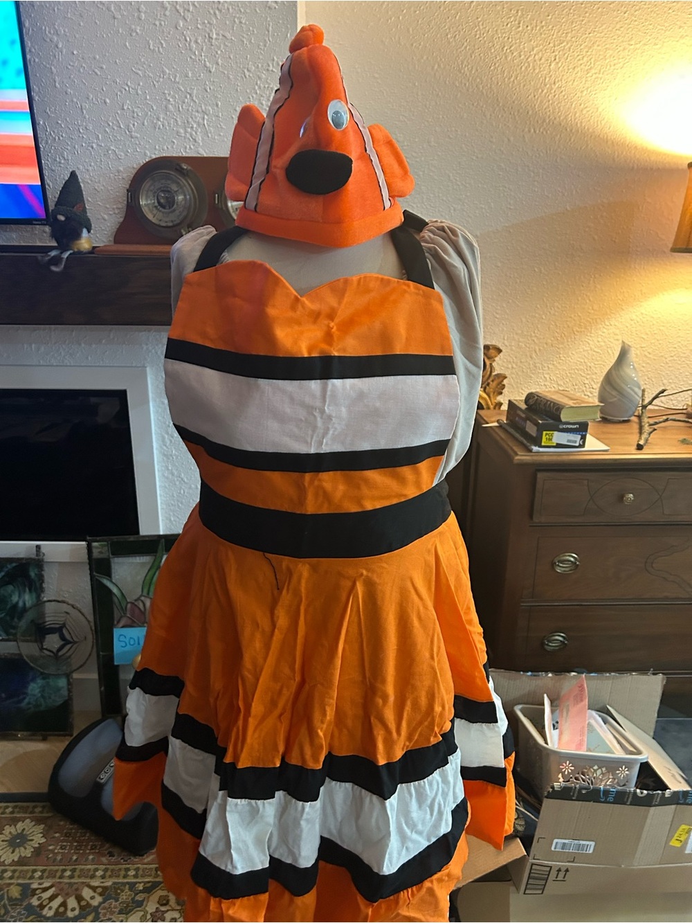 Orange Clownfish-Inspired Costume with Hat